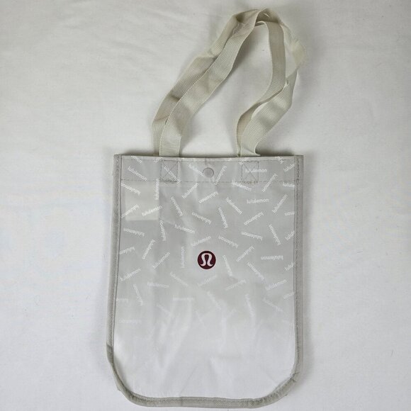 Lululemon White Reusable Tote Bag with Logo Double Handles Snap Top Closure - Picture 1 of 8